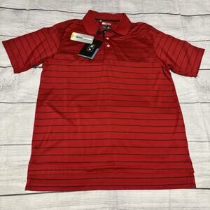 Adidas Climacool Mens Size Medium Twin Stripe Polo Shirt UPF 15+ Golf